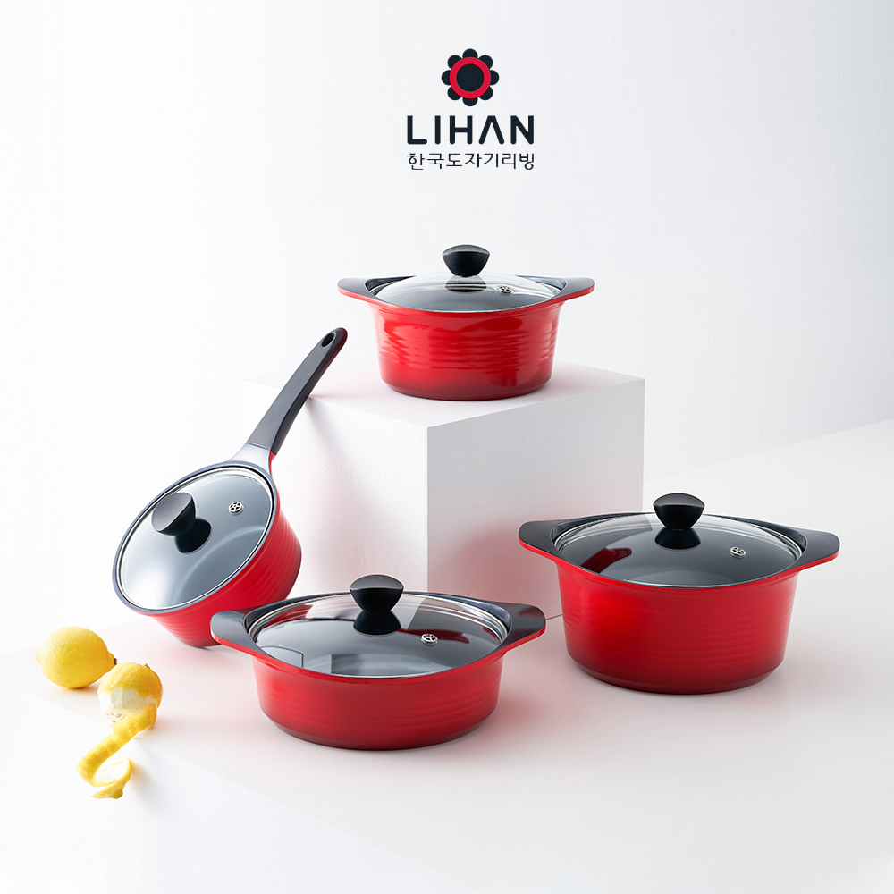 [한국도자기리빙] 리한 스칼레토 인덕션 냄비 4종세트(18편수+20양수+24전골+24양수)