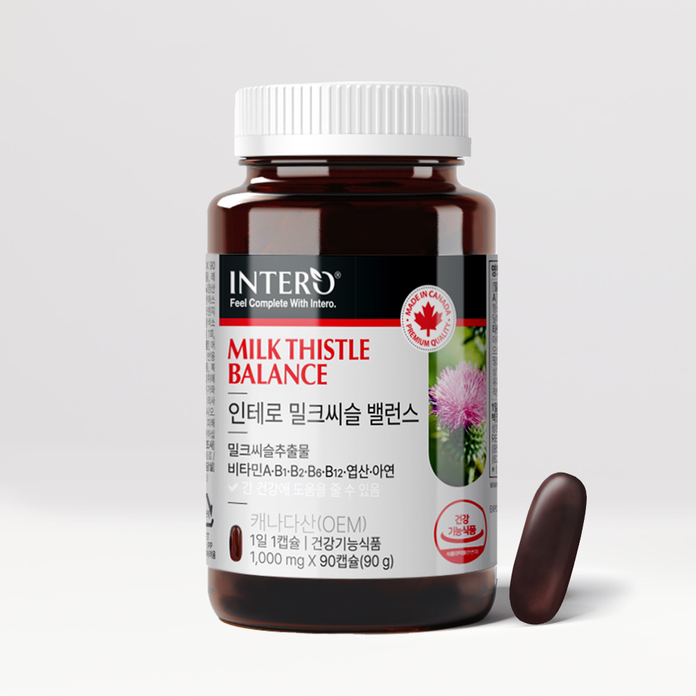 [인테로] 밀크씨슬 실리마린 간건강 간영양제 1000mg x 90캡슐 (3개월분)