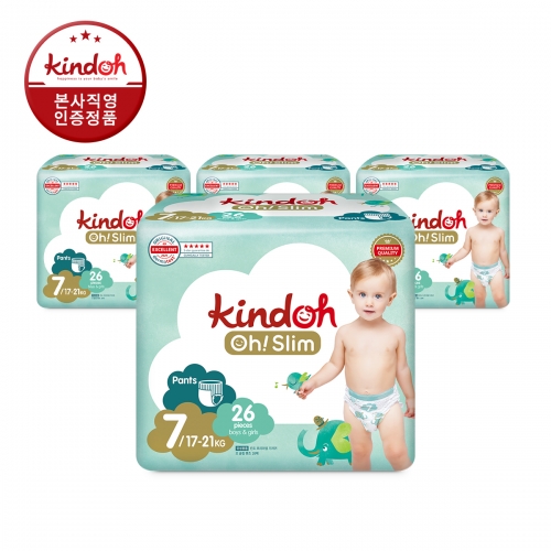 [킨도] 프리미엄 오슬림 팬티형 기저귀 7단계 특점보 26매x4팩(104매)