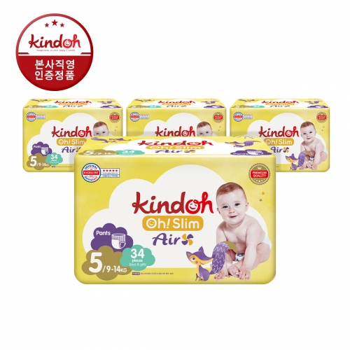[킨도] 프리미엄 오슬림 에어 팬티형 기저귀 5단계 특대형 34매x4팩(136매)