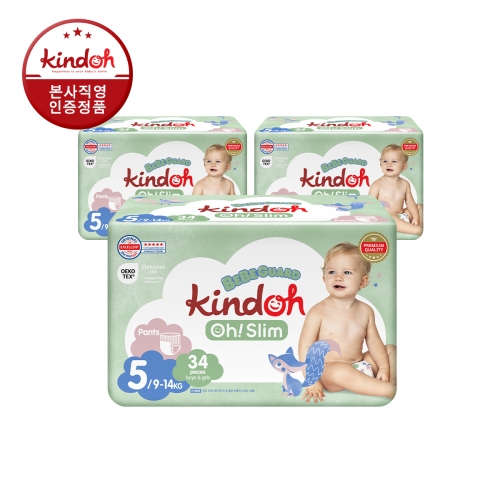 [킨도] 프리미엄 기저귀 오슬림 베베가드 팬츠 5단계 특대형 34매x3팩(102매)