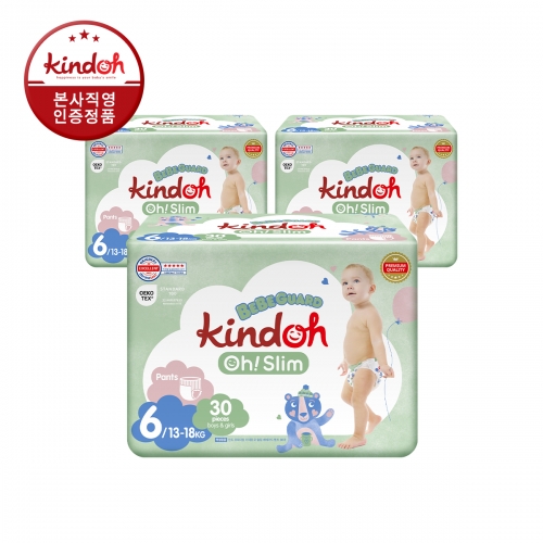 [킨도] 프리미엄 기저귀 오슬림 베베가드 팬츠 6단계 점보 30매x3팩(90매)
