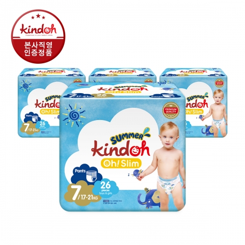 [킨도] 프리미엄 오슬림 썸머 팬티형 기저귀 7단계 특점보 26매x4팩(104매)