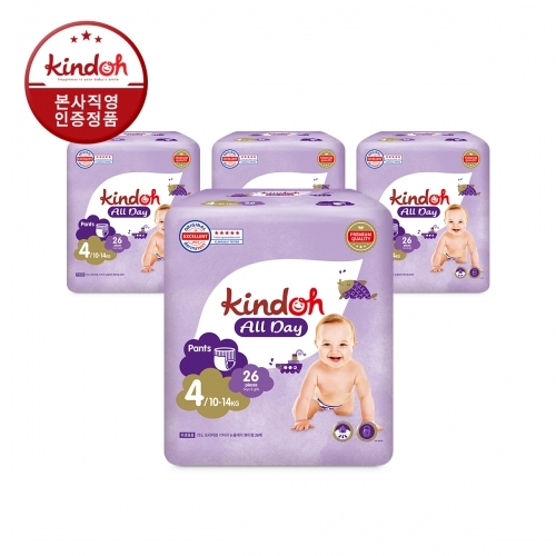 [킨도] 프리미엄 기저귀 뉴올데이 팬티형 4단계 대형 26매x4팩