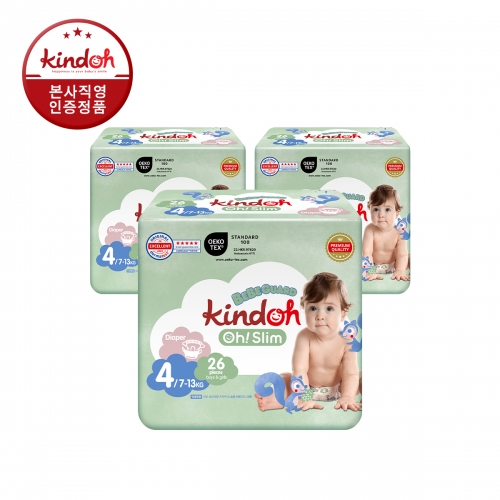 [킨도] 프리미엄 기저귀 오슬림 베베가드 밴드 4단계 대형 26매x3팩