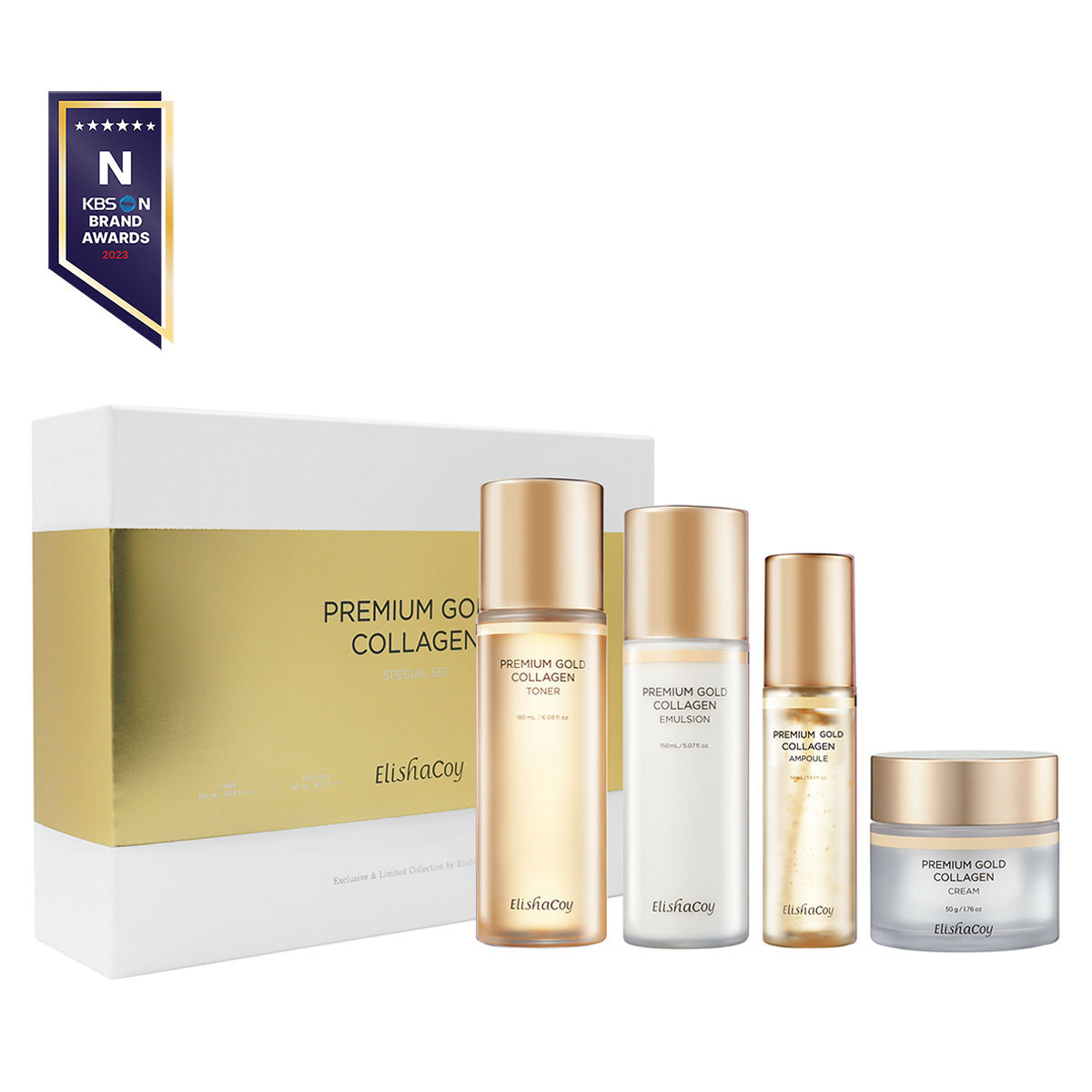 [엘리샤코이] 프리미엄 골드 콜라겐 4종 스킨케어세트 (토너180ml/에멀전150ml/앰플50ml/크림50g)