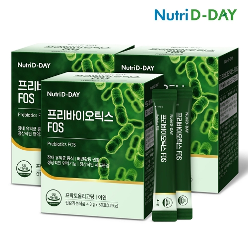 [뉴트리디데이] 프리바이오틱스 FOS 유산균 4.3gx30포x3박스(3개월분)