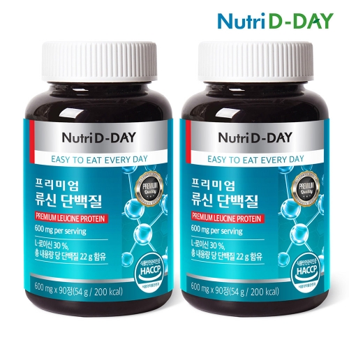 [뉴트리디데이] 프리미엄 류신 단백질 600mgx90정x2병(6개월분)