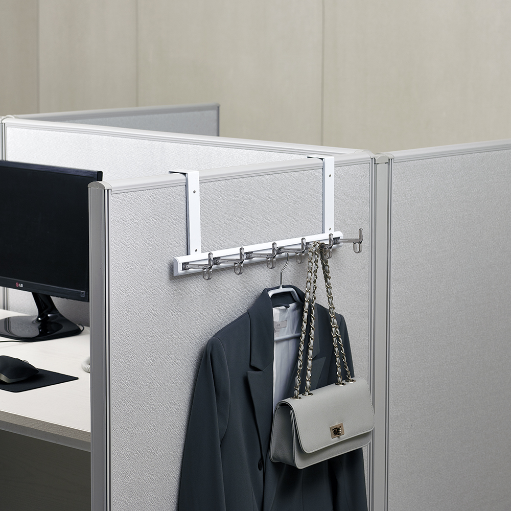 [웰렉스] 무타공 다용도걸이 책상 칸막이 파티션 옷걸이 후크 행거 PJ607(레일60cm/옷걸이7개)