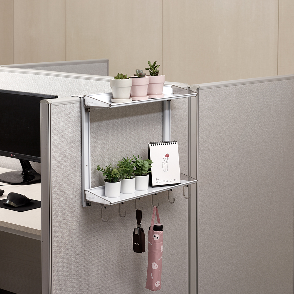 [웰렉스] 무타공 데스크테리어 파티션선반 책상정리 2단선반고리 2PS305(선반30cm/고리5개)