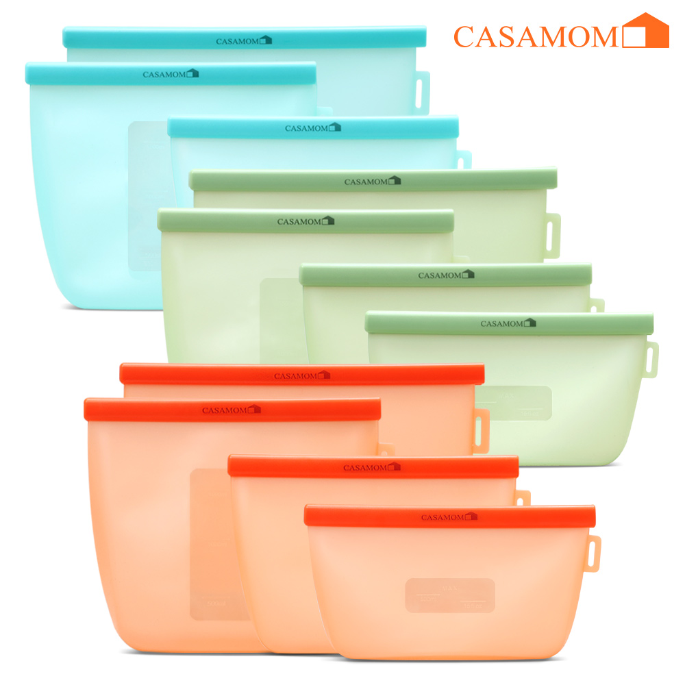 [까사맘] 플래티넘 실리콘지퍼백 냉장고 음식 밀폐 보관용기 실리콘백 11종세트