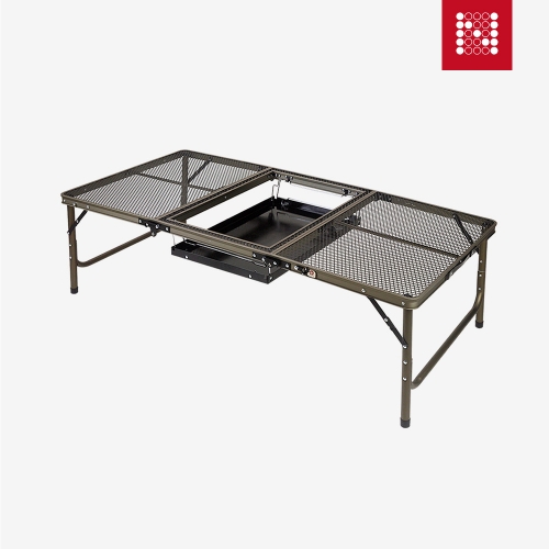 노마드 아이언 메쉬 3단 BBQ 테이블 접이식 휴대용 캠핑 용품 N-7303