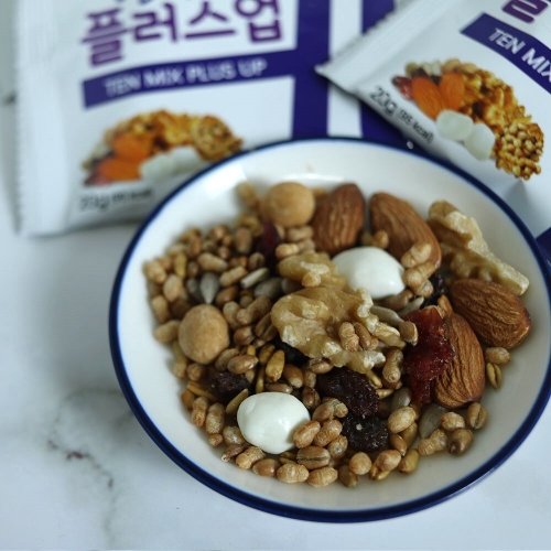 텐믹스 플러스업 20gx25봉 (건포도, 호두, 구운아몬드, 건조크랜베리, 요거트레이즌, 볶음귀리, 볶음현미, 볶음밀, 해바라기씨, 코코넛땅콩)