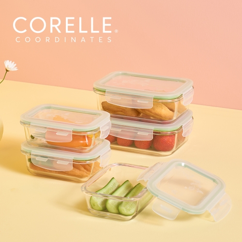 [코렐] 코디네이츠 브리즈 유리 밀폐용기 직사각 5종_(직사각400×3,직사각680×2)