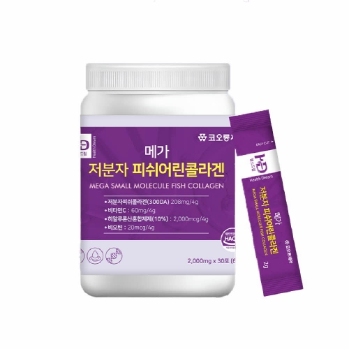 코오롱제약 메가 저분자 피쉬어린콜라겐 2g x 30포 x 2통 (총60포)