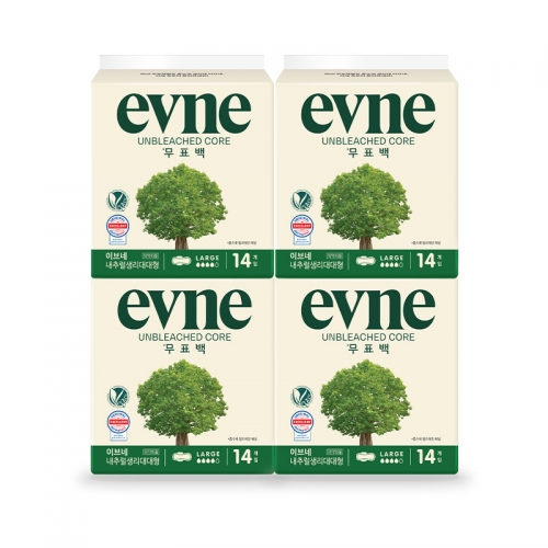 [이브네] 무표백 대형 생리대 14개입X4팩