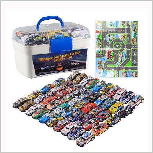 [오에이치] 풀백 가능한 미니카 52종세트(보관함+놀이판 포함)