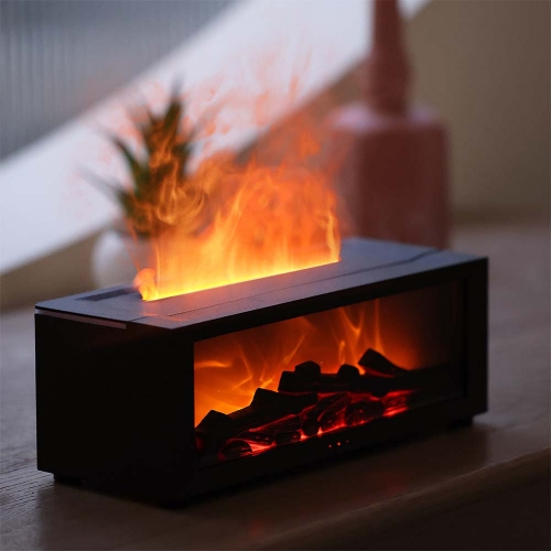 [젤센] 불멍 벽난로 무드등 초음파 가습기+리모컨(블랙)