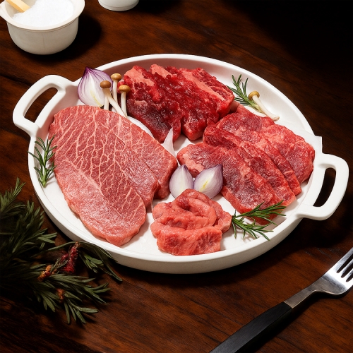 [우담] 명품 한우 ++1 투뿔 구이용 모듬 세트 400g (치마살200g + 안심200g)