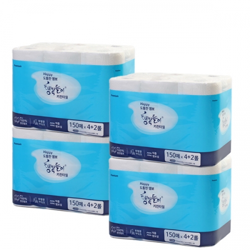 [서울제지] 행복들이 키친타올 150매 6롤×4개
