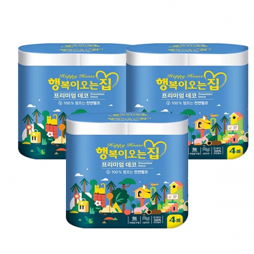 [현대제지] 행복이오는집 화장지 25m 4롤×3개