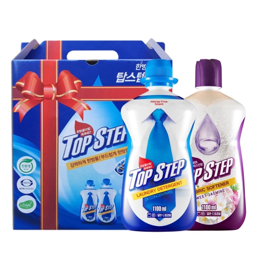 [탑스텝] 고농축세탁세제1000ml+섬유유연제1100ml(스위티자스민) 선물세트