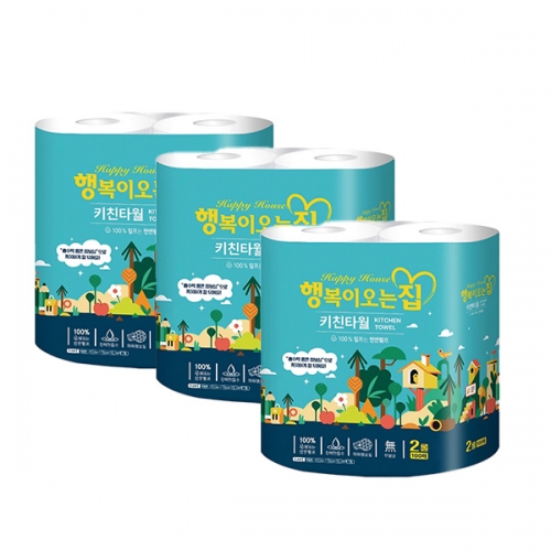 [현대제지] 행복이오는집 키친타올 100매 2롤×3개