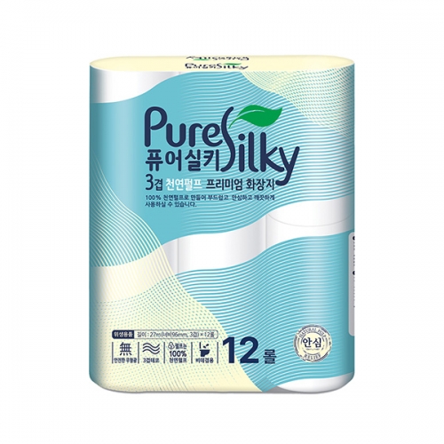 [현대제지] 퓨어실키 화장지 27m 12롤×1개