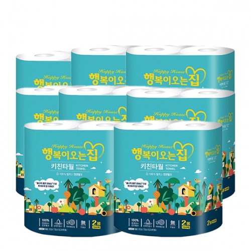 [현대제지] 행복이오는집 키친타올 100매 2롤×8개