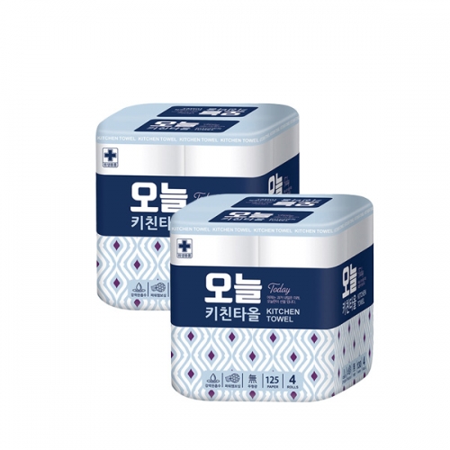 [현대제지] 오늘 키친타올 125매 4롤×2개