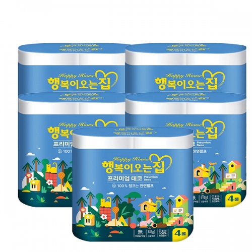 [현대제지] 행복이오는집 화장지 25m 4롤×5개