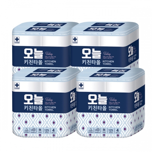 [현대제지] 오늘 키친타올 125매 4롤×4개