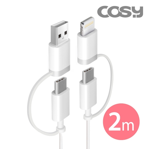 [COSY] 4IN1멀티고속충전 케이블2M (C타입,USB A, 라이트닝↔C타입, USB A,라이트닝)