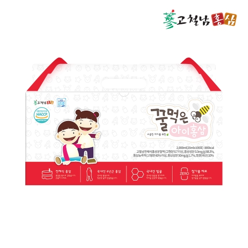 [고철남홍삼] 어린이 전체식홍삼 꿀먹은 아이홍삼 실속형 (20ml x 100포)