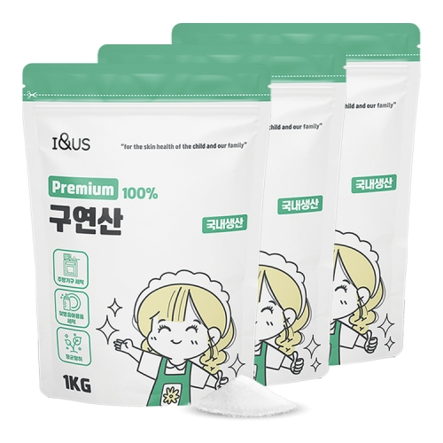 [아이앤어스] 프리미엄 구연산 1kgx3개