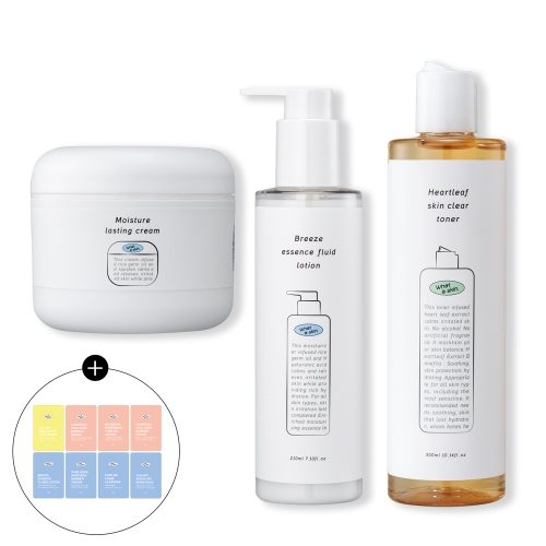 [와더스킨] 스킨클리어 토너300ml+플루이드 로션210ml+레스팅 수분크림100ml+쇼핑백