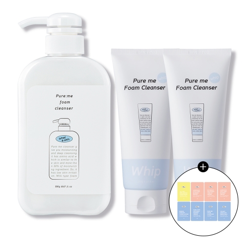 [와더스킨] 퓨어미 클렌징 3종세트(폼클렌징500g_1개+휩폼클렌징150ml_2개)+쇼핑백