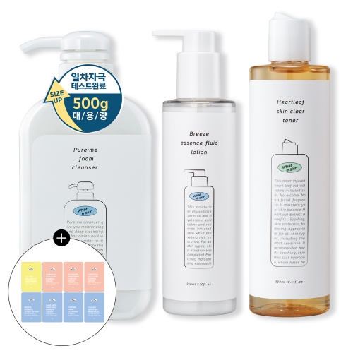 [와더스킨] 퓨어미 폼클렌징500g+스킨클리어 토너300ml+플루이드 로션210ml+쇼핑백