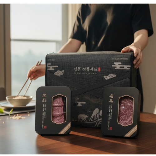 [우담] 명품 한우 ++1 투뿔 모듬구이 선물세트 900g (등심200g + 앞치마살200g + 갈비살200g + 국거리300g)
